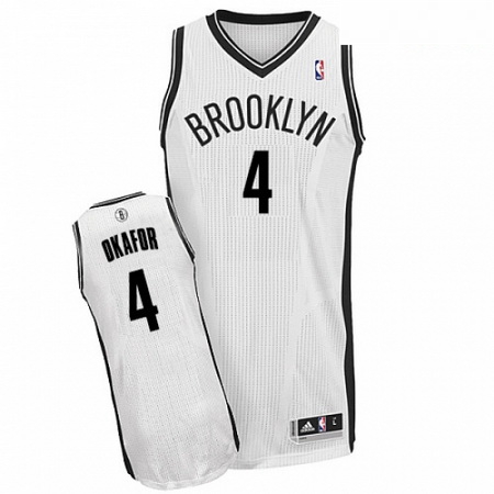 Mens Adidas Brooklyn Nets 4 Jahlil Okafor Authentic White Home NBA Jersey