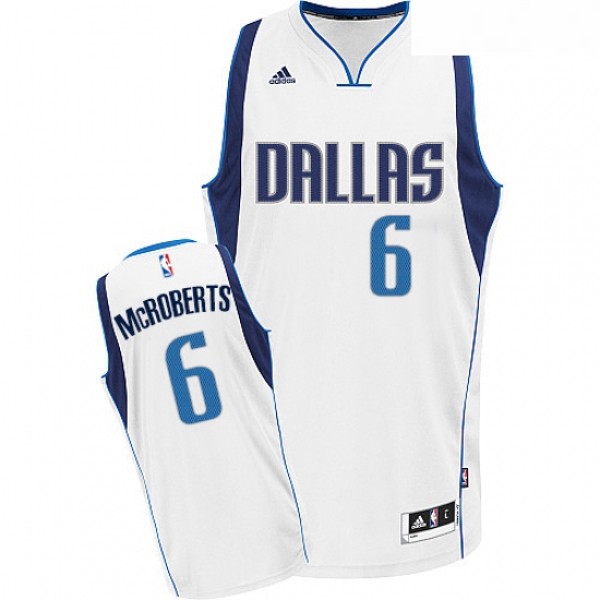 Youth Adidas Dallas Mavericks 6 Josh McRoberts Swingman White Home NBA Jersey