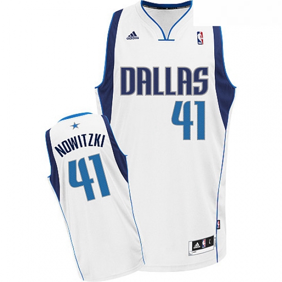 Youth Adidas Dallas Mavericks 41 Dirk Nowitzki Swingman White Home NBA Jersey