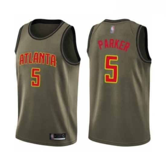 Youth Atlanta Hawks 5 Jabari Parker Swingman Green Salute to Service Basketball Jersey