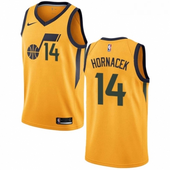 Womens Nike Utah Jazz 14 Jeff Hornacek Swingman Gold NBA Jersey Statement Edition