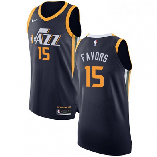 Womens Nike Utah Jazz 15 Derrick Favors Authentic Navy Blue Road NBA Jersey Icon Edition