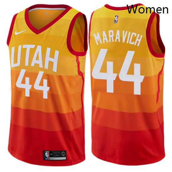 Womens Nike Utah Jazz 44 Pete Maravich Swingman Orange NBA Jersey City Edition