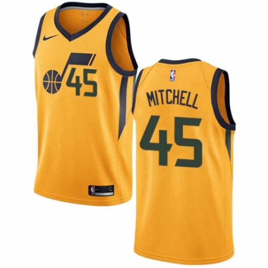 Womens Nike Utah Jazz 45 Donovan Mitchell Swingman Gold NBA Jersey Statement Edition