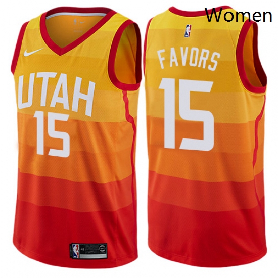 Womens Nike Utah Jazz 15 Derrick Favors Swingman Orange NBA Jersey City Edition