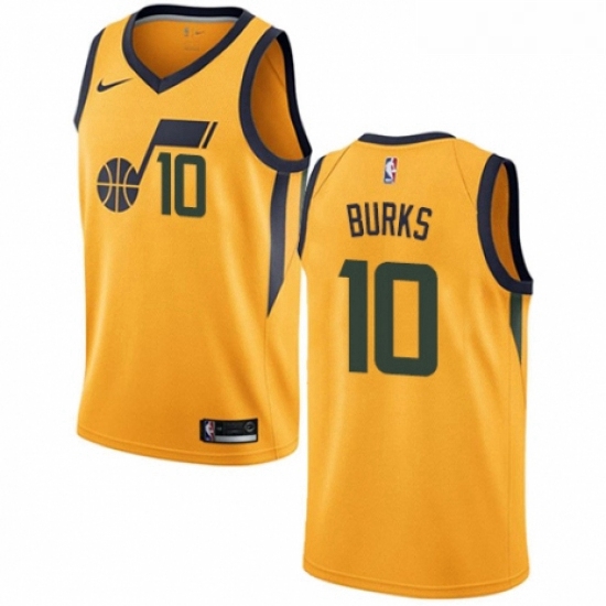 Womens Nike Utah Jazz 10 Alec Burks Authentic Gold NBA Jersey Statement Edition