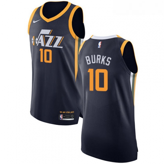 Womens Nike Utah Jazz 10 Alec Burks Authentic Navy Blue Road NBA Jersey Icon Edition