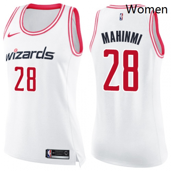 Womens Nike Washington Wizards 28 Ian Mahinmi Swingman WhitePink Fashion NBA Jersey