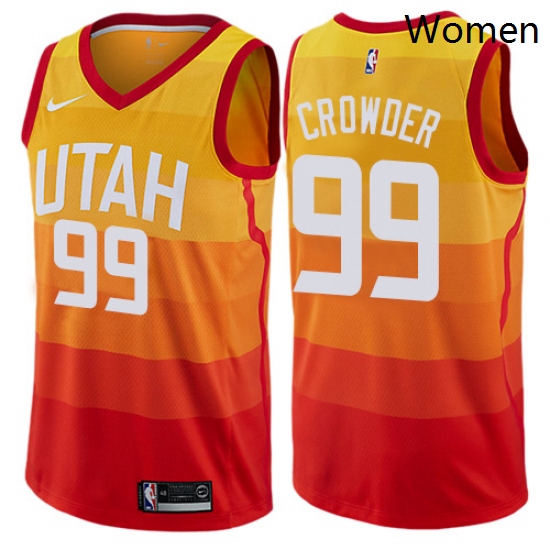 Womens Nike Utah Jazz 99 Jae Crowder Swingman Orange NBA Jersey City Edition