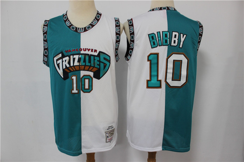 Grizzlies 10 Mike Bibby Blue White Split Hardwood Classics Jersey