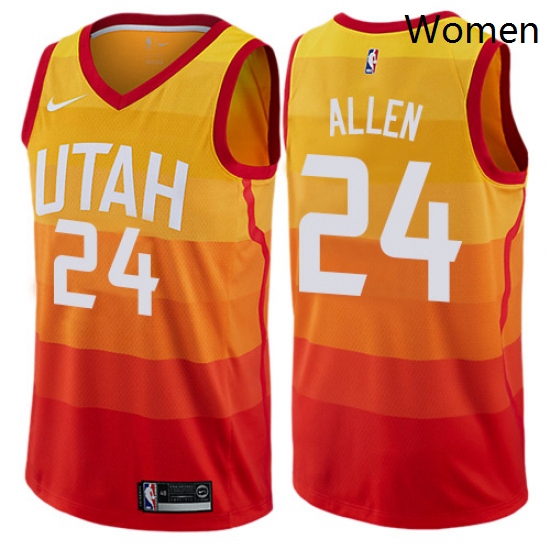 Womens Nike Utah Jazz 24 Grayson Allen Swingman Orange NBA Jersey City Edition