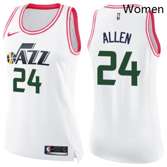 Womens Nike Utah Jazz 24 Grayson Allen Swingman White Pink Fashion NBA Jersey