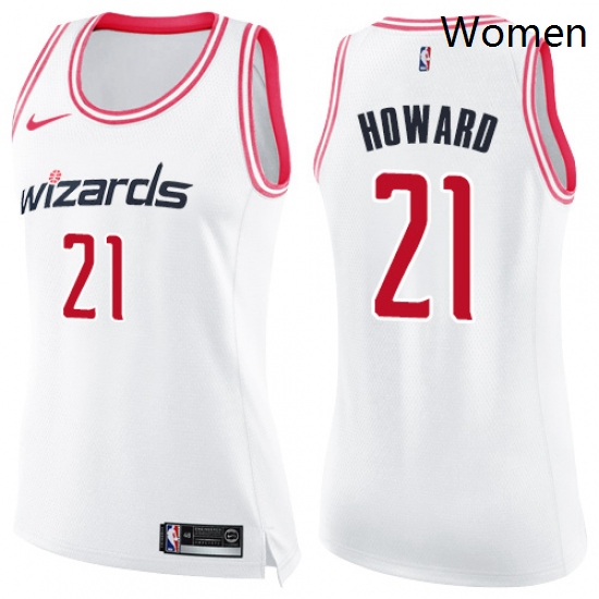 Womens Nike Washington Wizards 21 Dwight Howard Swingman White Pink Fashion NBA Jersey