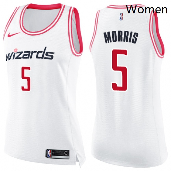 Womens Nike Washington Wizards 5 Markieff Morris Swingman WhitePink Fashion NBA Jersey