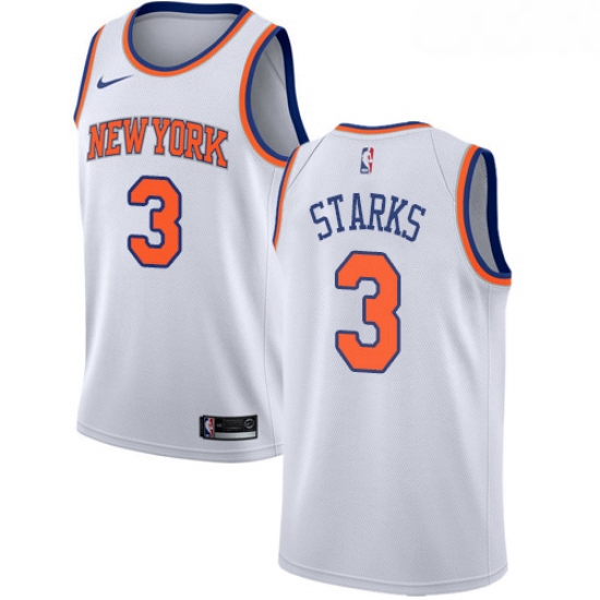 Womens Nike New York Knicks 3 John Starks Authentic White NBA Jersey Association Edition