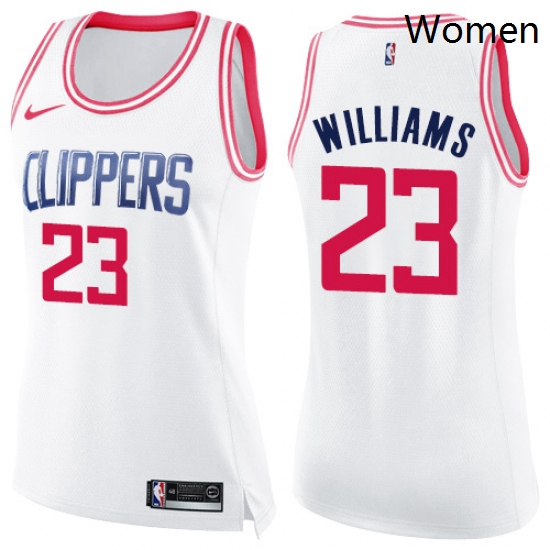 Womens Nike Los Angeles Clippers 23 Louis Williams Swingman WhitePink Fashion NBA Jersey