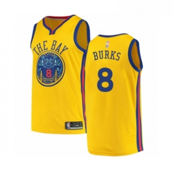 Womens Golden State Warriors 8 Alec Burks Swingman Gold Basketball Jersey City Edition