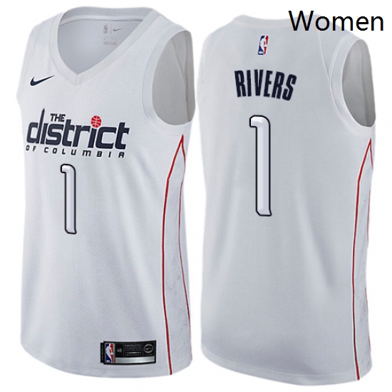 Womens Nike Washington Wizards 1 Austin Rivers Swingman White NBA Jersey City Edition