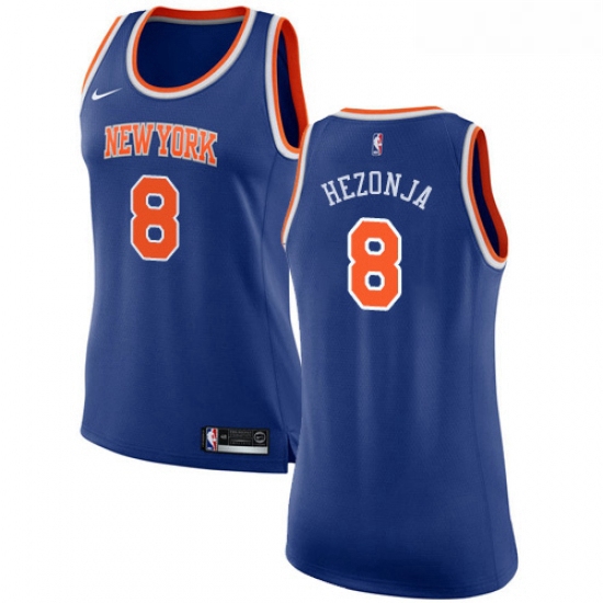 Womens Nike New York Knicks 8 Mario Hezonja Swingman Royal Blue NBA Jersey Icon Edition