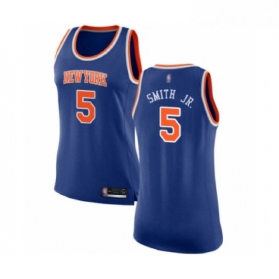 Womens New York Knicks 5 Dennis Smith Jr Swingman Royal Blue Basketball Jersey Icon Edition