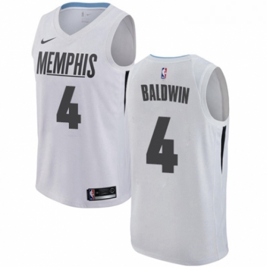 Womens Nike Memphis Grizzlies 4 Wade Baldwin Swingman White NBA Jersey City Edition