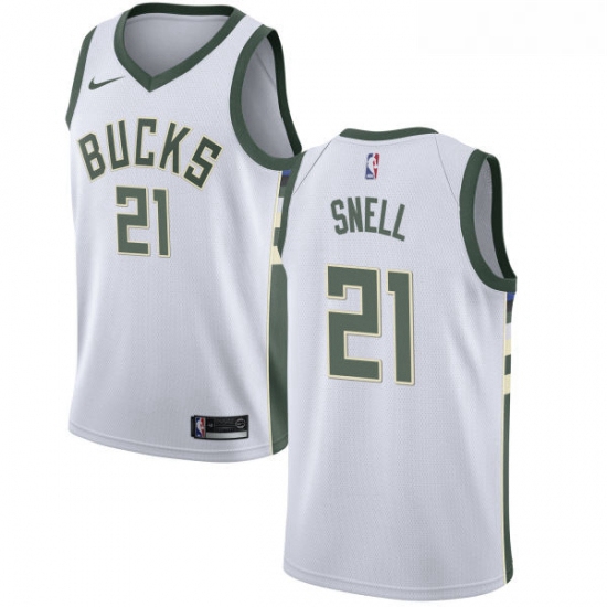 Womens Nike Milwaukee Bucks 21 Tony Snell Authentic White Home NBA Jersey Association Edition