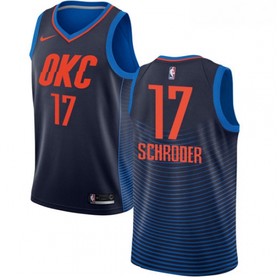 Womens Nike Oklahoma City Thunder 17 Dennis Schroder Swingman Navy Blue NBA Jersey Statement Edition