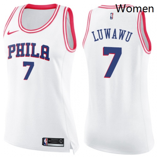 Womens Nike Philadelphia 76ers 7 Timothe Luwawu Swingman WhitePink Fashion NBA Jersey