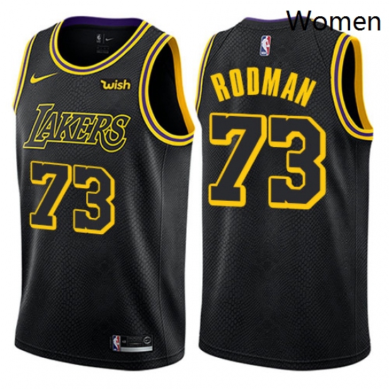 Womens Nike Los Angeles Lakers 73 Dennis Rodman Swingman Black NBA Jersey City Edition