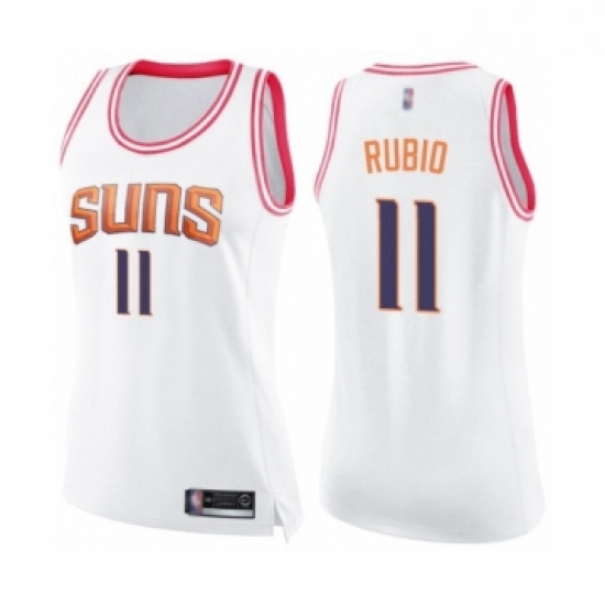 Womens Phoenix Suns 11 Ricky Rubio Swingman White Pink Fashion Basketball Jersey