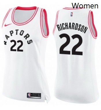 Womens Nike Toronto Raptors 22 Malachi Richardson Swingman WhitePink Fashion NBA Jersey