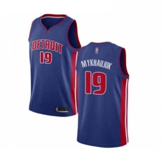 Womens Detroit Pistons 19 Sviatoslav Mykhailiuk Authentic Royal Blue Basketball Jersey Icon Edition