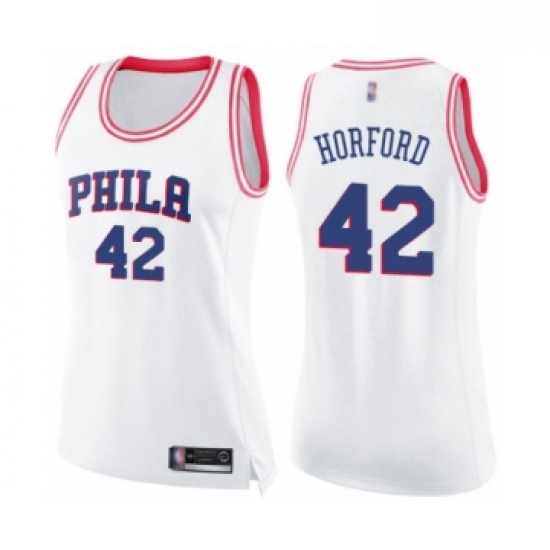 Womens Philadelphia 76ers 42 Al Horford Swingman White Pink Fashion Basketball Jersey