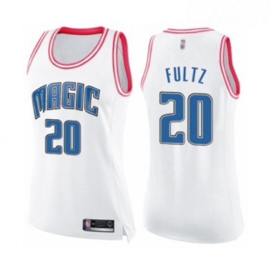 Womens Orlando Magic 20 Markelle Fultz Swingman White Pink Fashion Basketball Jersey