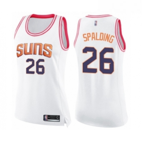 Womens Phoenix Suns 26 Ray Spalding Swingman White Pink Fashion Basketball Jersey