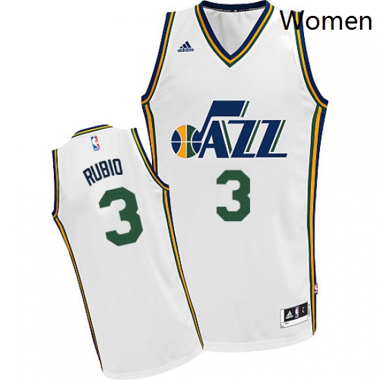 Womens Adidas Utah Jazz 3 Ricky Rubio Swingman White Home NBA Jersey