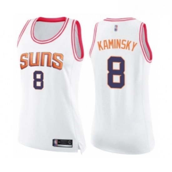 Womens Phoenix Suns 8 Frank Kaminsky Swingman White Pink Fashion Basketball Jersey