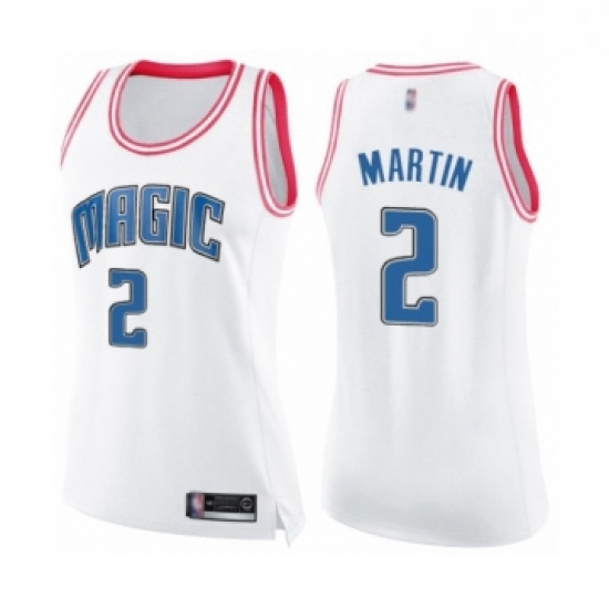 Womens Orlando Magic 2 Jarell Martin Swingman White Pink Fashion Basketball Jersey