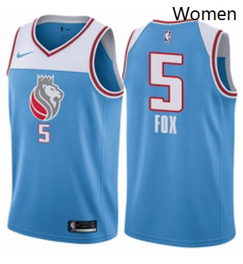 Womens Nike Sacramento Kings 5 DeAaron Fox Swingman Blue NBA Jersey City Edition