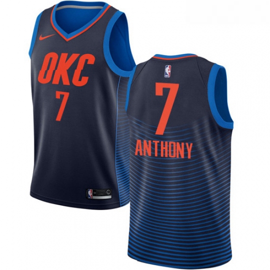 Womens Nike Oklahoma City Thunder 7 Carmelo Anthony Authentic Navy Blue NBA Jersey Statement Edition