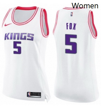 Womens Nike Sacramento Kings 5 DeAaron Fox Swingman WhitePink Fa