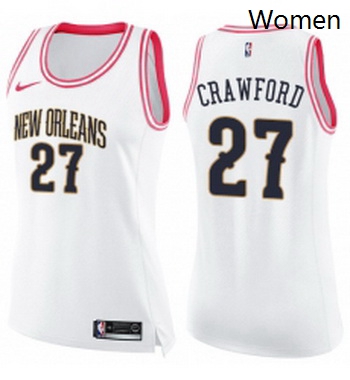 Womens Nike New Orleans Pelicans 27 Jordan Crawford Swingman WhitePink Fashion NBA Jersey