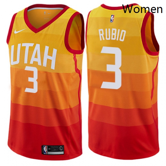 Womens Nike Utah Jazz 3 Ricky Rubio Swingman Orange NBA Jersey City Edition