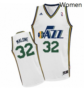 Womens Adidas Utah Jazz 32 Karl Malone Swingman White Home NBA Jersey