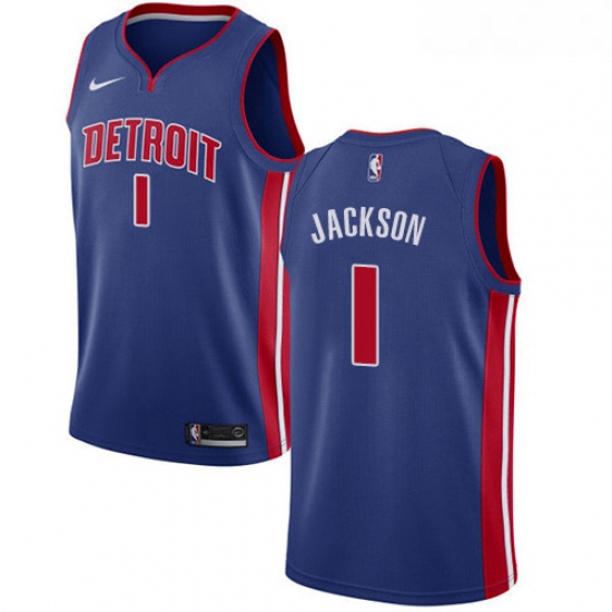 Womens Nike Detroit Pistons 1 Reggie Jackson Swingman Royal Blue Road NBA Jersey Icon Edition