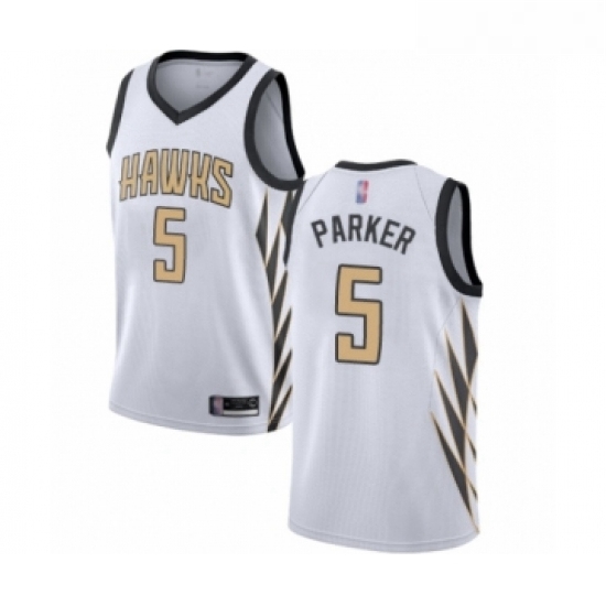 Youth Atlanta Hawks 5 Jabari Parker Swingman White Basketball Jersey City Edition