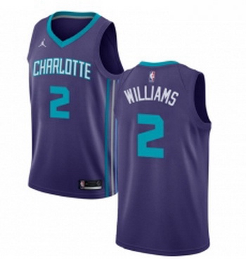 Womens Nike Jordan Charlotte Hornets 2 Marvin Williams Authentic Purple NBA Jersey Statement Edition