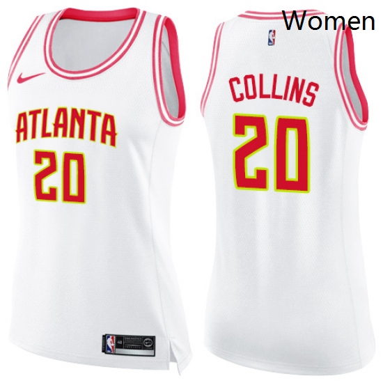 Womens Nike Atlanta Hawks 20 John Collins Swingman WhitePink Fashion NBA Jersey