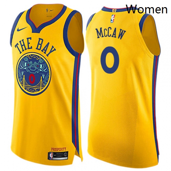 Womens Nike Golden State Warriors 0 Patrick McCaw Swingman Gold NBA Jersey City Edition