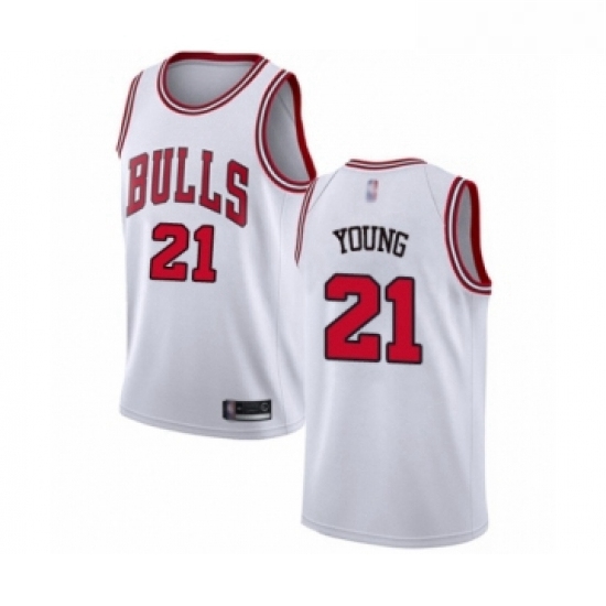 Womens Chicago Bulls 21 Thaddeus Young Swingman White Basketball Jersey Association Edition